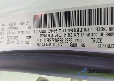 2015 Ram 1500 Laramie Limited from USA, damaged, VIN 1C6RR7PT6FS612875